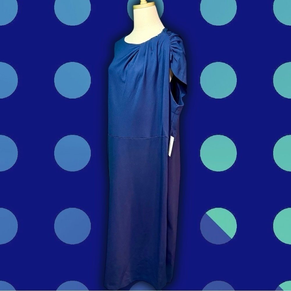 NWT Eloquii Plus Size Twisted Shoulder Sheath Dress in Navy Blue Plus Size 24 - Picture 7 of 16